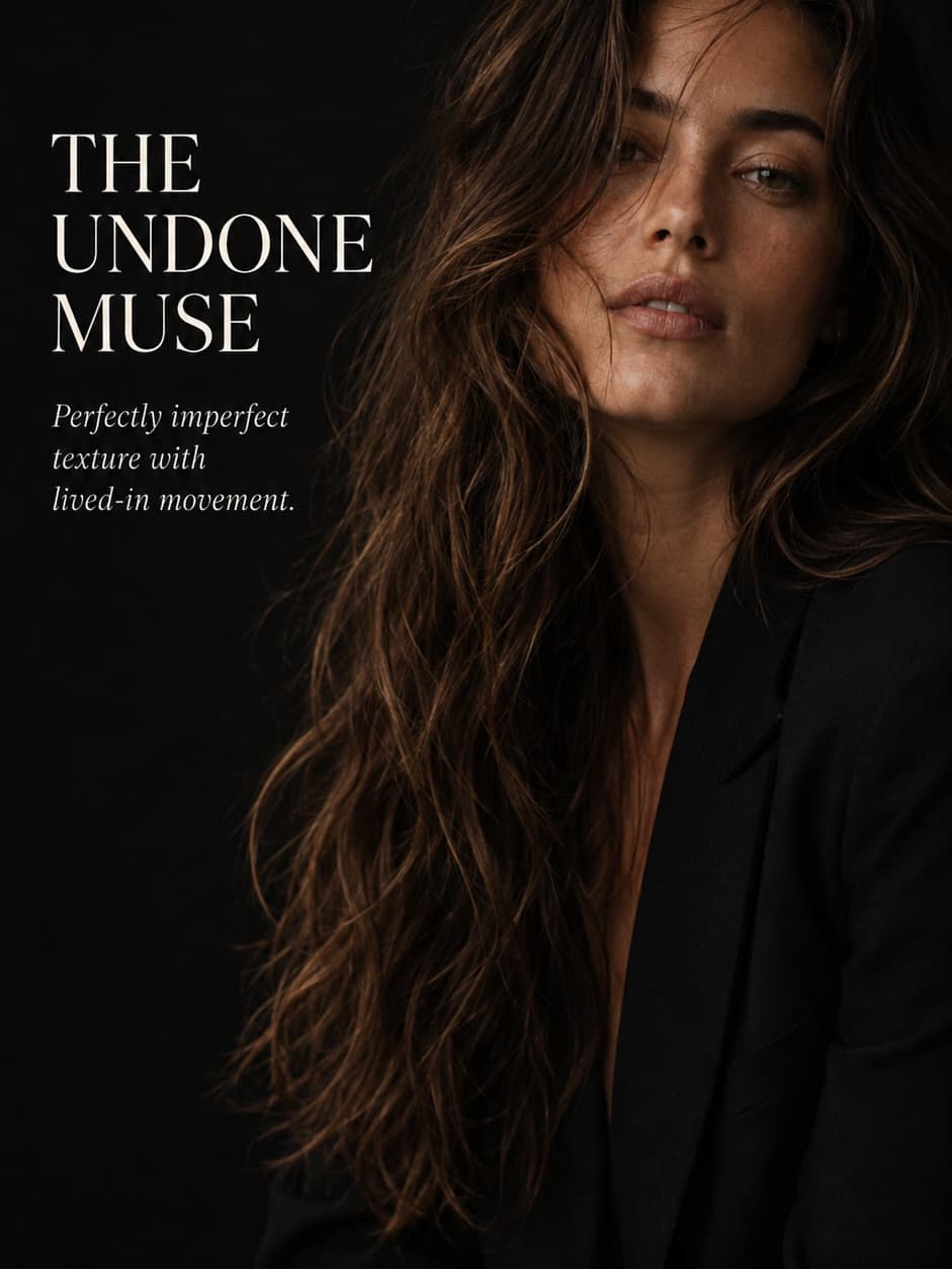 The Undone Muse: long brunette hair with lived-in, tousled texture.